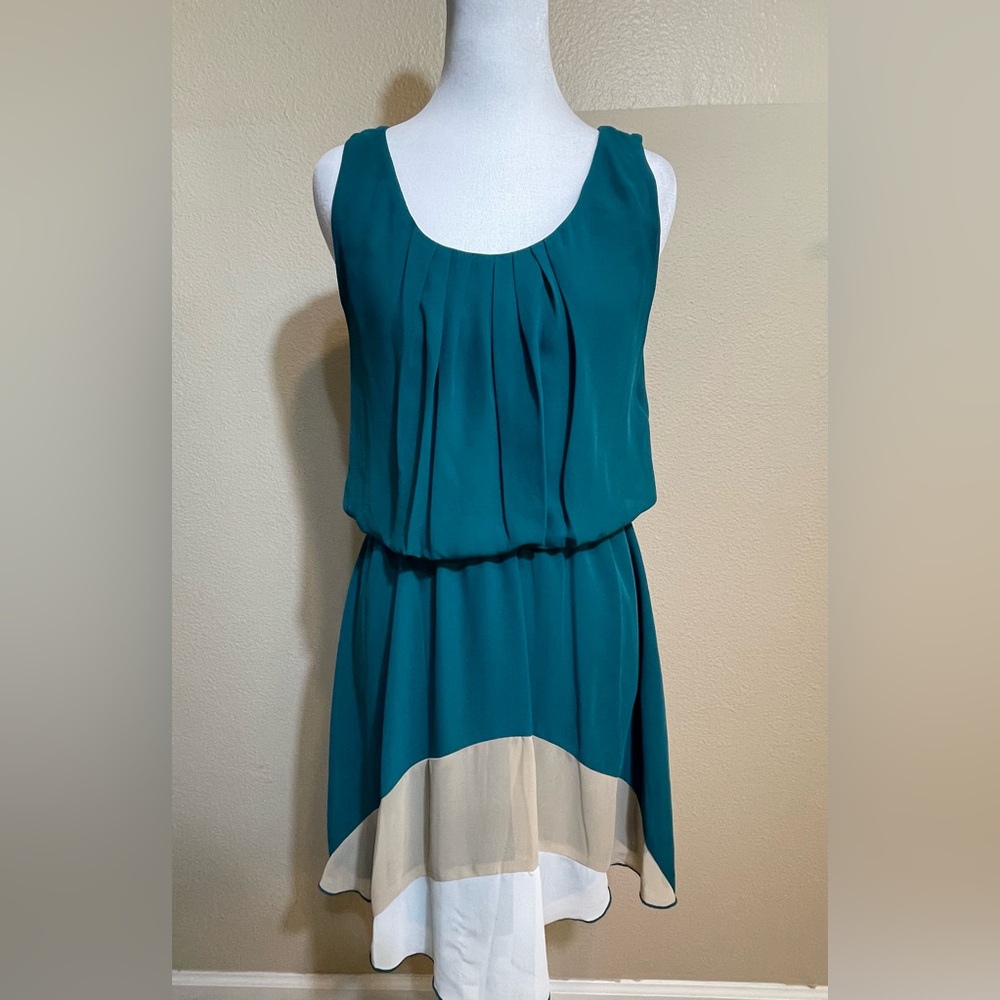Sweet Storm Green and Cream Lined Dress medium